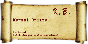 Karsai Britta névjegykártya